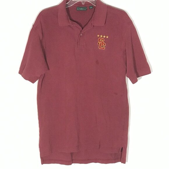 USC College Sports Athletic Red Polo Tee Shirt L - Picture 5 of 8